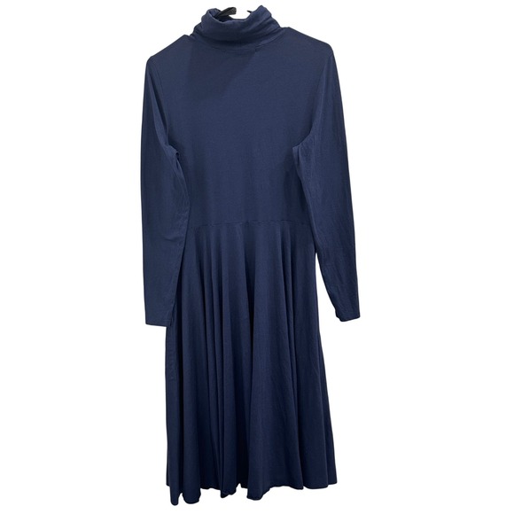 Peruvian Connection Ariana Navy Blue Stretch Jersey Turtleneck Midi Dress Large - Picture 4 of 13